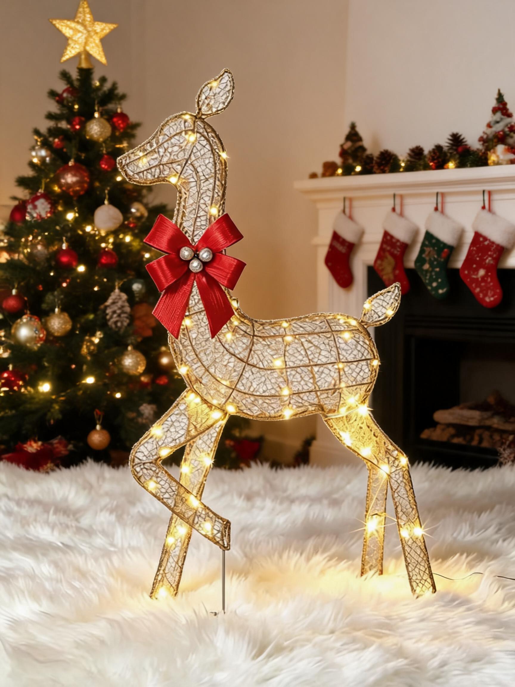 Up Lighting Decor - 3 Set Dekorasi Keluarga Rusa Natal